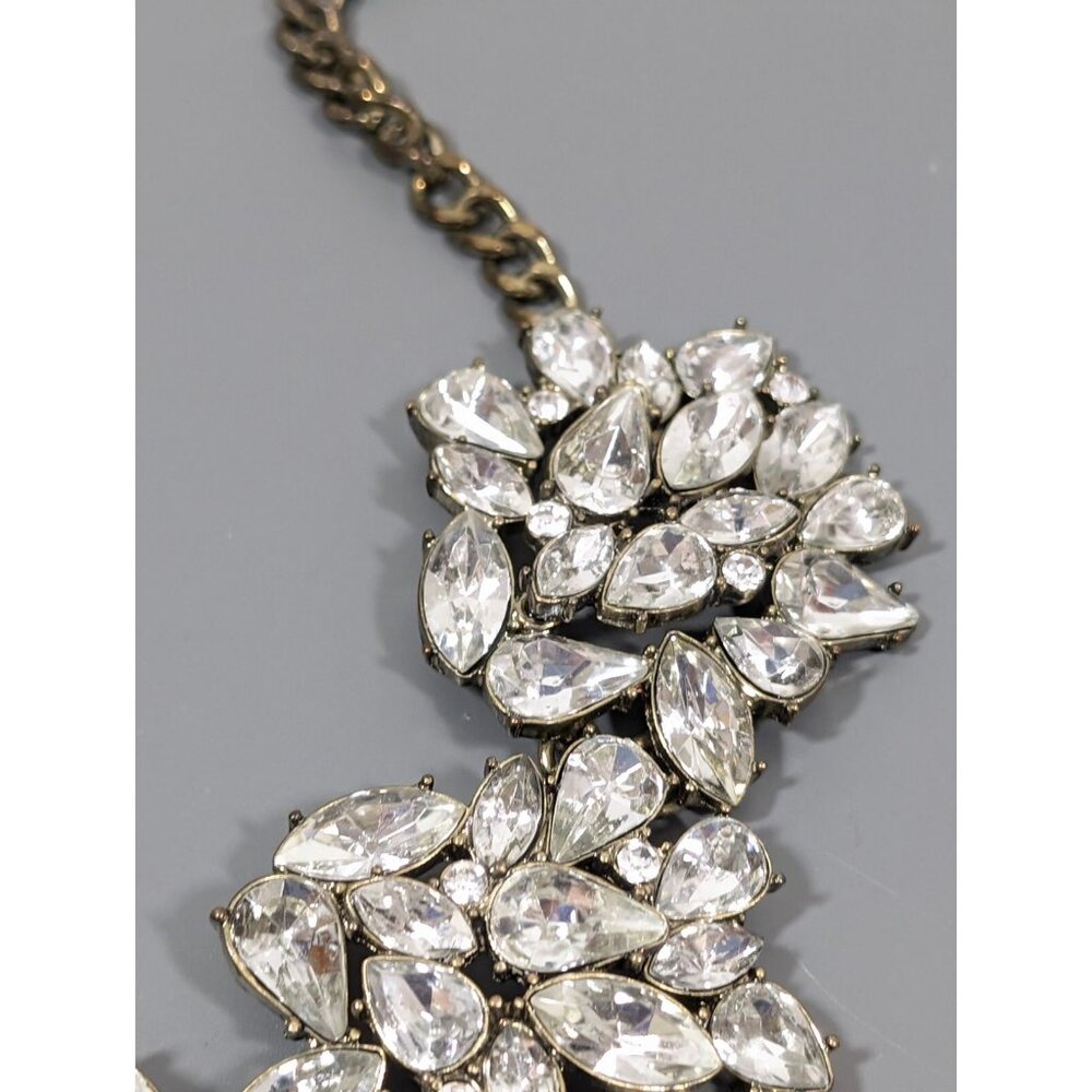 Sugarfix by BaubleBar Clear Rhinestone Collar Statement Necklace Bronze Tone 20" - Picture 5 of 10